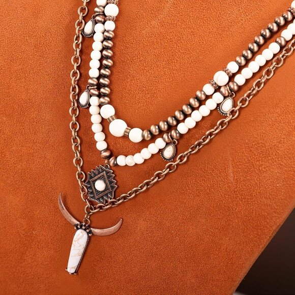 Women's White 1 Couture's Jewelry Set Cowgirl Vintage Western Necklace Earring - Picture 5 of 7